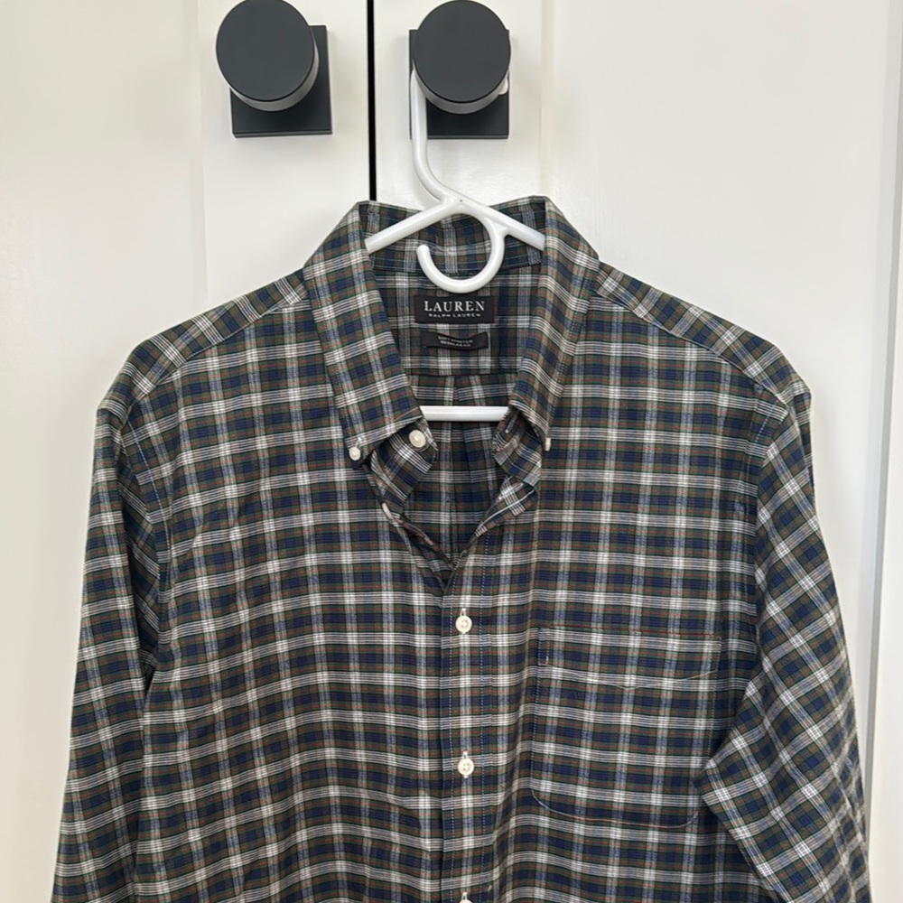 Casual Blue and Green Button Down Shirt
